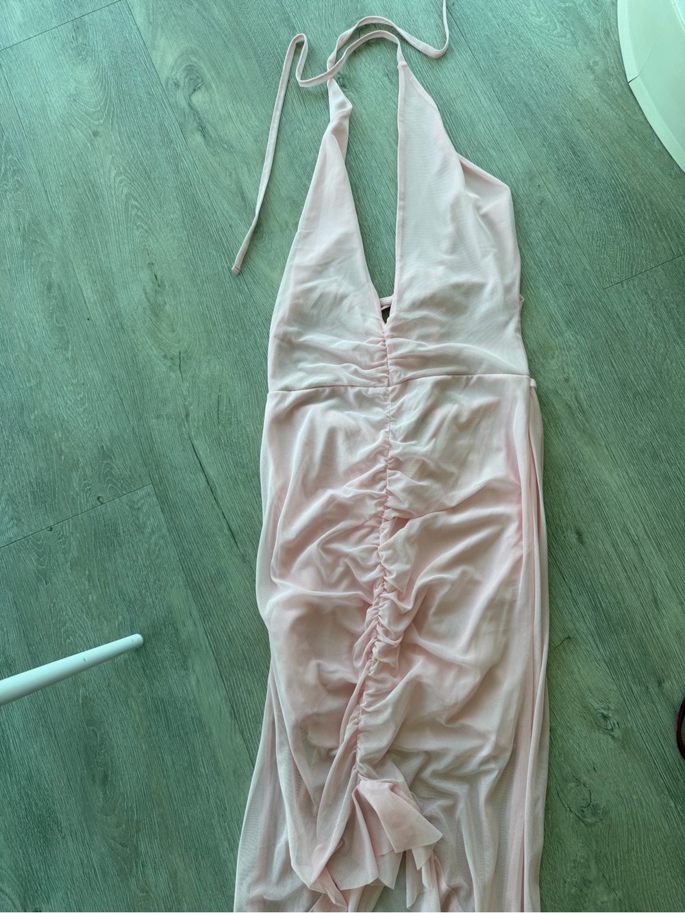 PrettyLittleThing Blush Pink Ruched Halter Maxi Dress